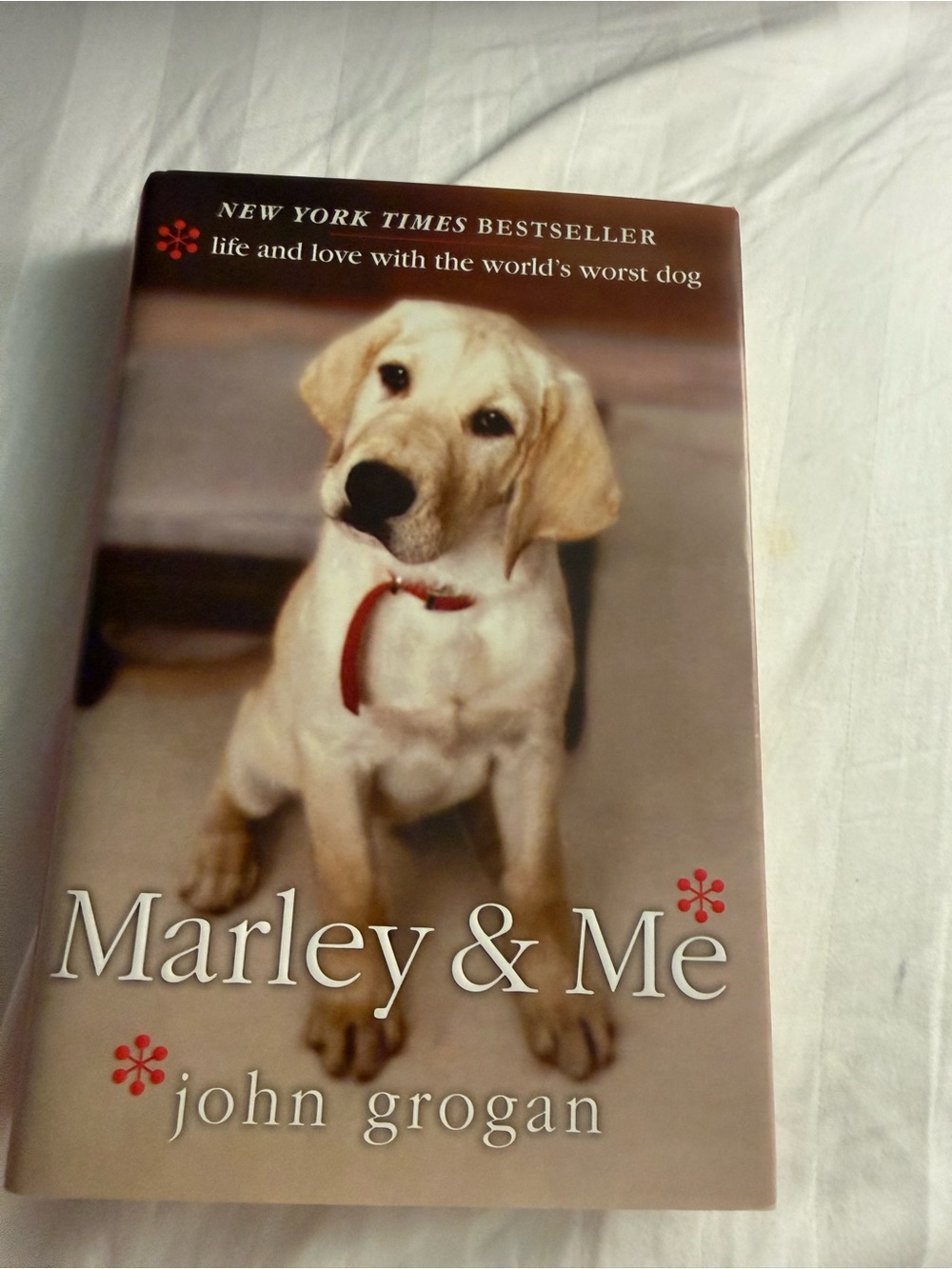 Marley & Me Dog-Themed Book Cover - Cream with Red Collar